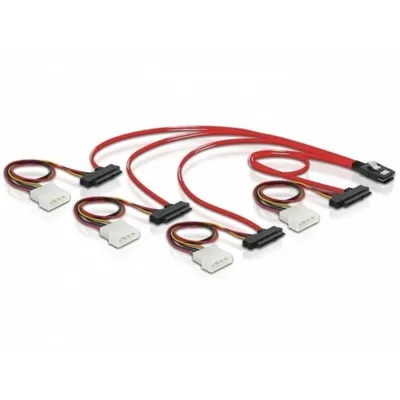 Kabel Mini SAS 36pin auf 4x SAS 29pin DeLOCK 0,5 m Rot