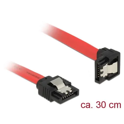 SATA-Kabel Delock 0,3 m Männlich/Männlich Schwarz/Rot 6 Gb/s