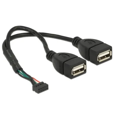 Kabel USB Delock 84933 0,2 m USB 2.0 2 x USB A Schwarz