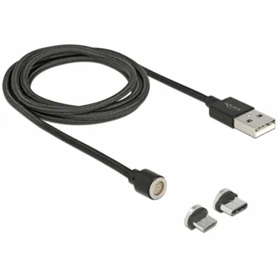 USB-Kabel DeLOCK 85723 1,1 m USB 2.0 mit magnetischen Anschlüssen USB-A und USB-C/Micro-USB Schwarz