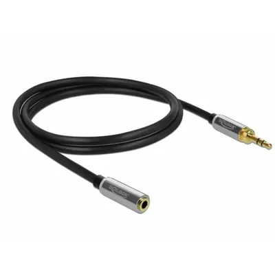 Audio-Verlängerungskabel Delock 3,5 mm Stecker zu 3,5 mm Buchse 1 m schwarz/grau