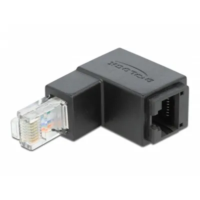 RJ45 Stecker-Buchse Adapter Cat.6 UTP 90° schwarz DeLOCK