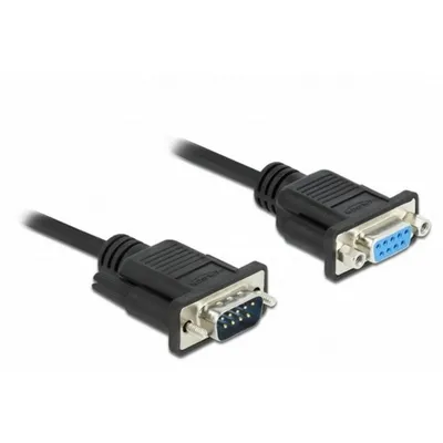Serielles Kabel DELOCK 86598 RS-232 D-Sub9 Stecker auf Buchse 5 m Schwarz