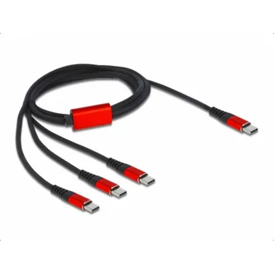 Ladekabel USB 3 in 1 DeLOCK USB Type-C an 3 x USB Type-C 1 m schwarz/rot