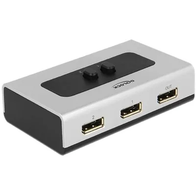 Video-Switch DeLock 87668 DisplayPort 2-fach 2560 x 1440 Schwarz Grau