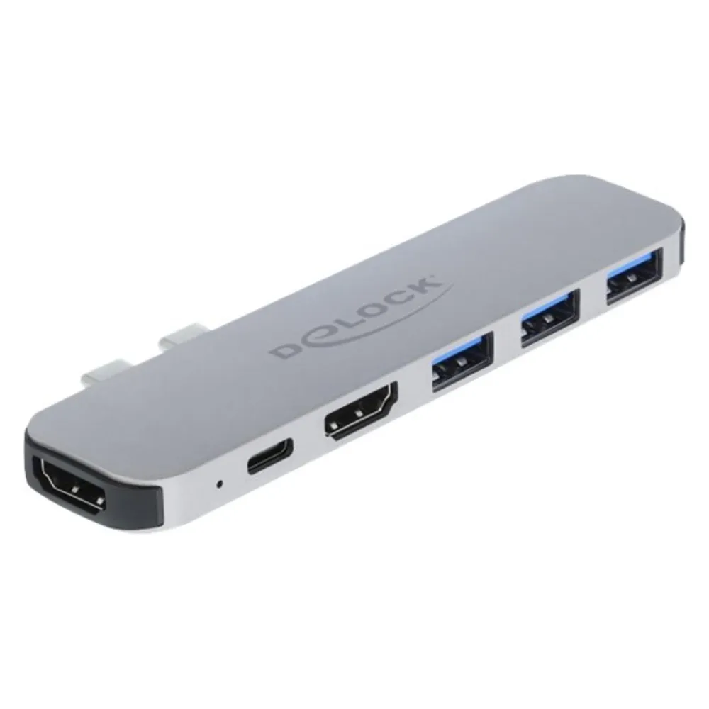 Dockingstation DeLock 87753 Dual HDMI 4K 60W PD Metall Grau