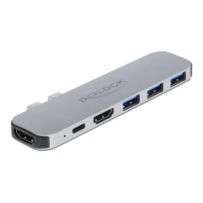 Dockingstation DeLock 87753 Dual HDMI 4K 60W PD Metall Grau
