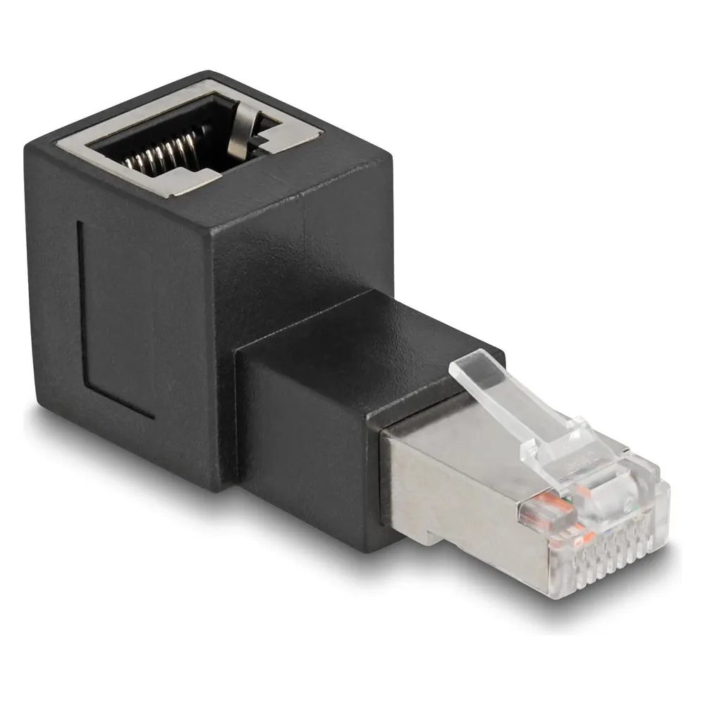 RJ45 Stecker-Buchse Adapter Cat.6A 90° nach oben gebogen DeLOCK