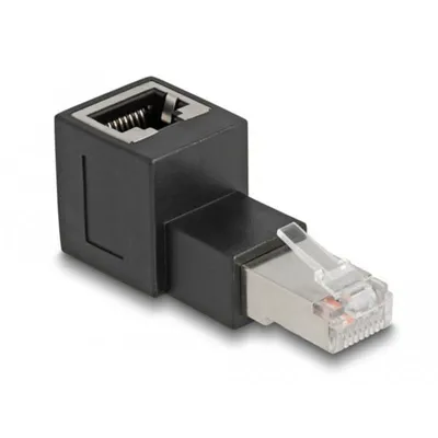RJ45 Stecker-Buchse Adapter Cat.6A 90° nach oben gebogen DeLOCK