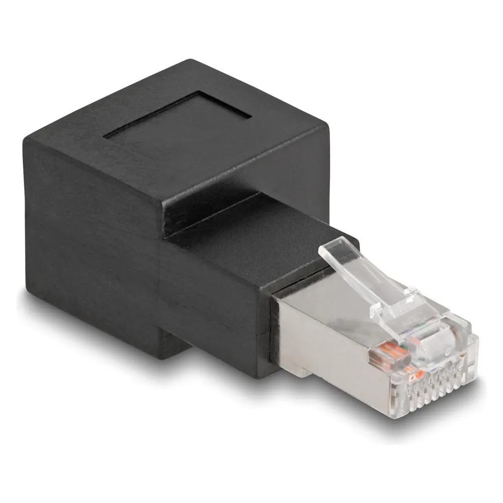 RJ45 Stecker-Buchse Adapter Cat.6A 90° abgewinkelt nach rechts DeLOCK