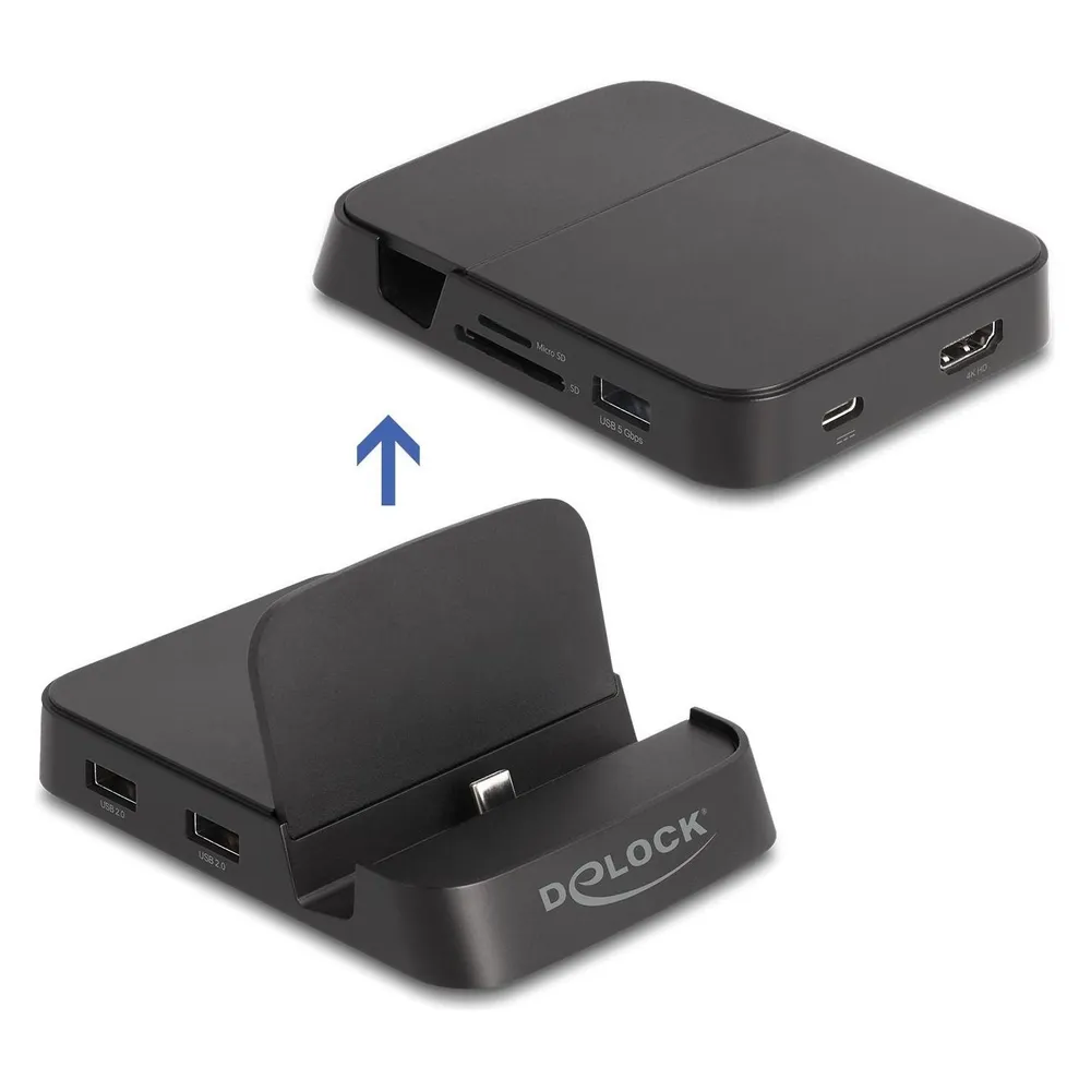 Dockingstation DeLock 88018 4K USB-C HDMI SD MicroSD Schwarz Kunststoff