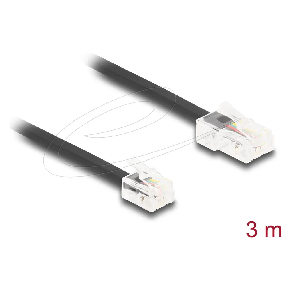 Delock Telefonkabel RJ45 Stecker zu RJ11 Stecker schwarz 3 m