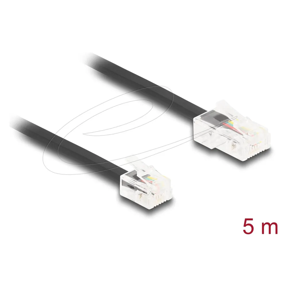 Delock Telefonkabel RJ45 Stecker zu RJ11 Stecker schwarz 5 m
