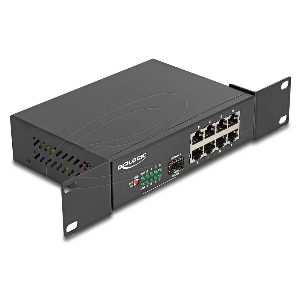 Switch DeLock 88064 8x Gigabit RJ45 1x SFP Unmanaged Rackmontage Metallgehäuse