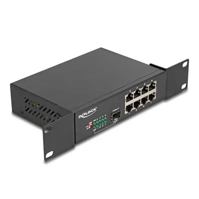 Switch DeLock 88064 8x Gigabit RJ45 1x SFP Unmanaged Rackmontage Metallgehäuse