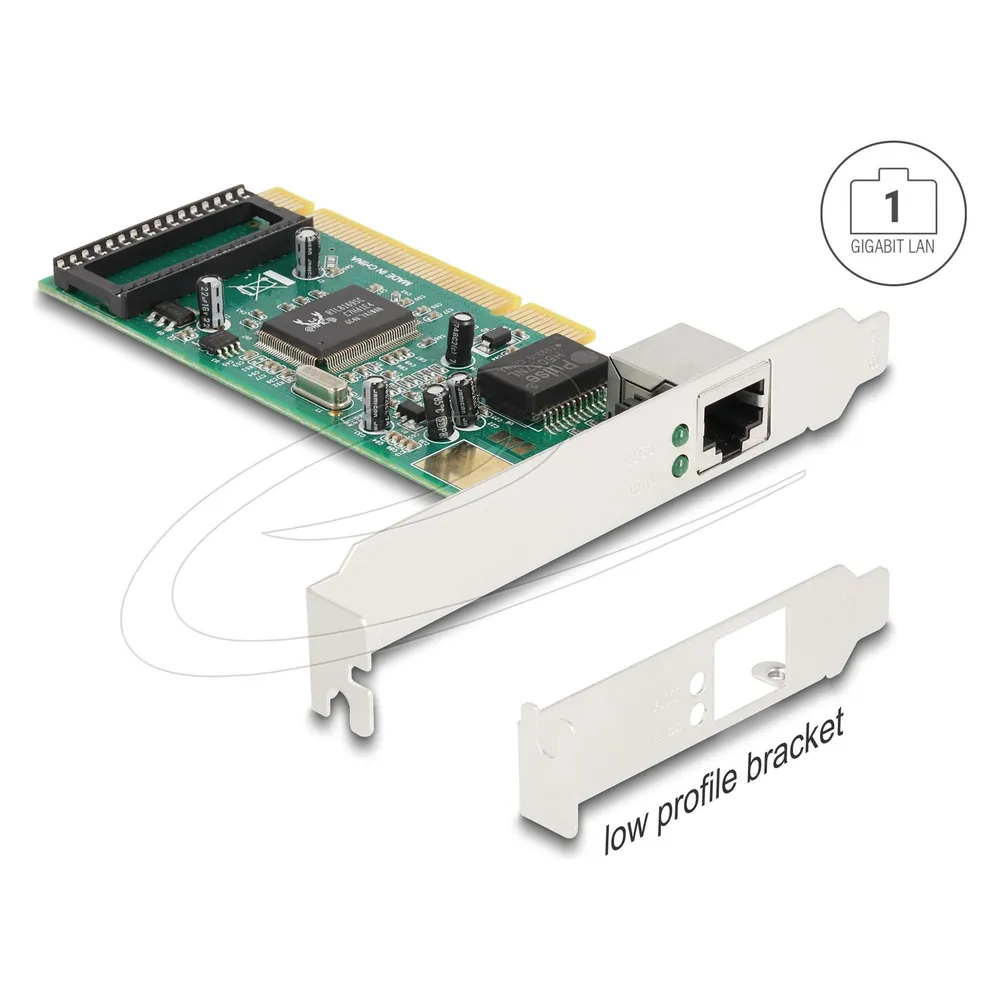Tarjeta de Red Delock PCI 1 x RJ45 Gigabit LAN 1000 Mbps Full-height Low-profile