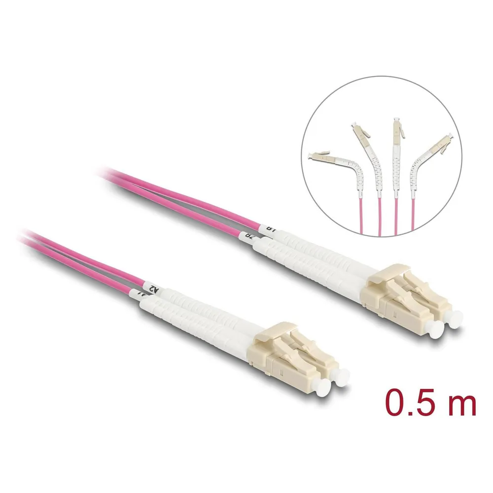 Delock LWL Kabel LC-D > LC-D Multimode OM4 winkelbar 0,5m