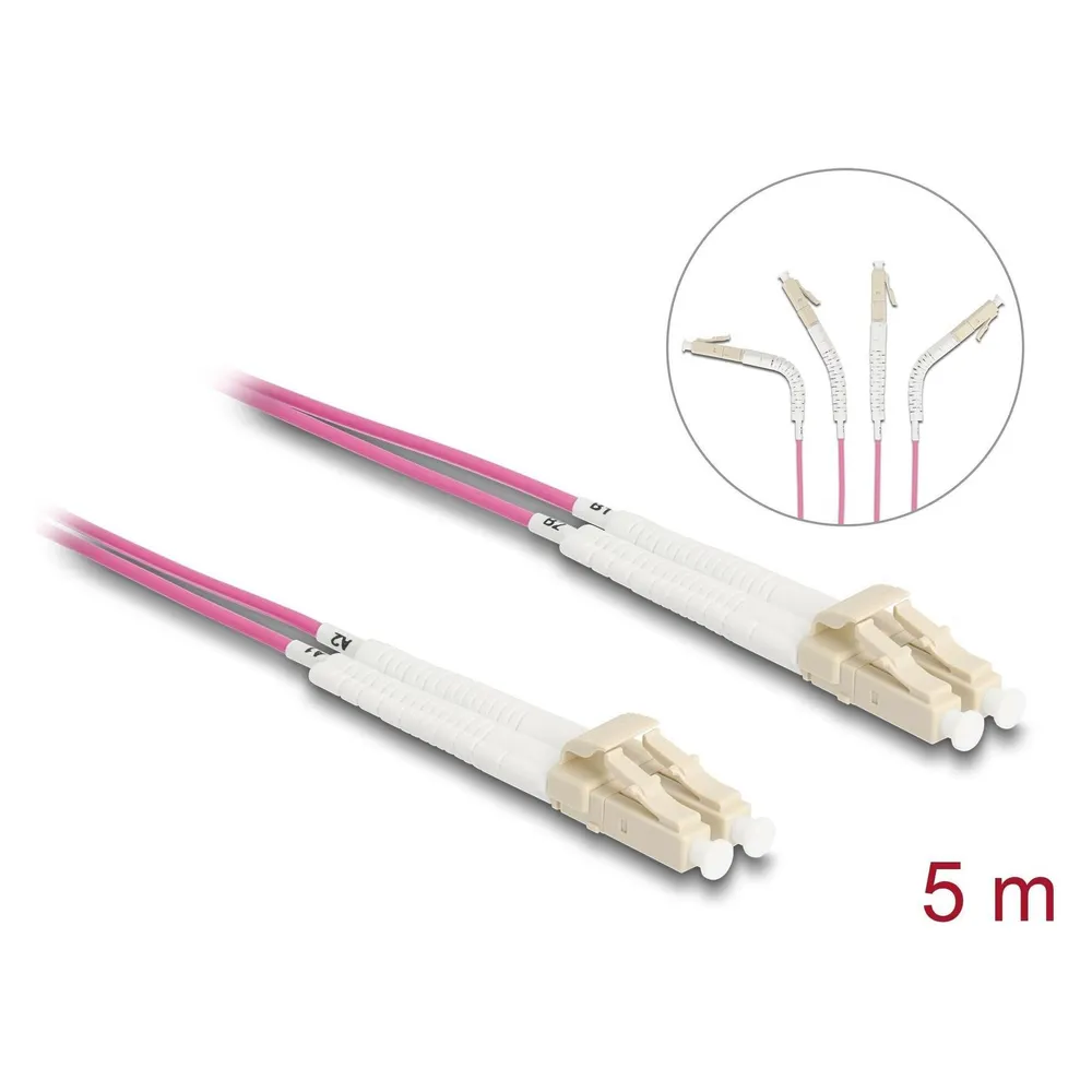 Delock LWL Kabel LC-D > LC-D Multimode OM3 winkelbar 5,0m (5 m)