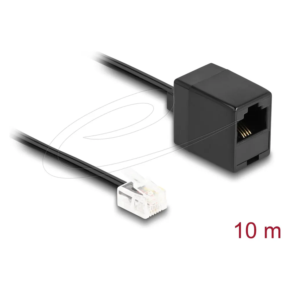 Delock Telefonkabel RJ11 Stecker zu RJ45 Buchse schwarz 10 m