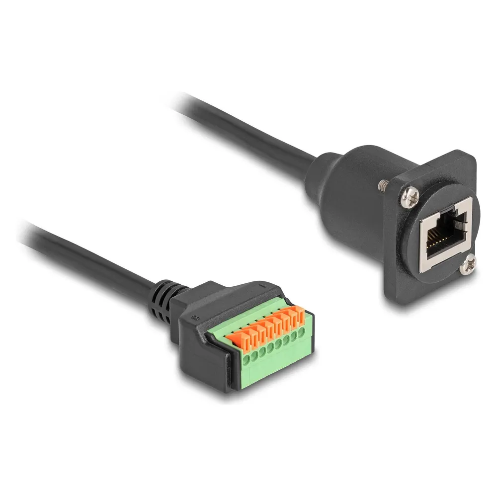Delock D-Typ Kabel RJ45 Buchse zu Terminalblock Cat.5e schwarz 30 cm