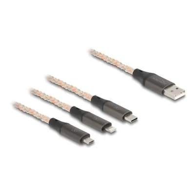 USB-Kabel DeLock 88158 RGB 3-in-1 1,2 m USB-A zu Lightning/USB-C/Micro-USB Transparent