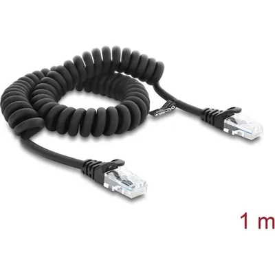 Netzwerkkabel Delock RJ50 Spirale 1 m Schwarz Cat.5e