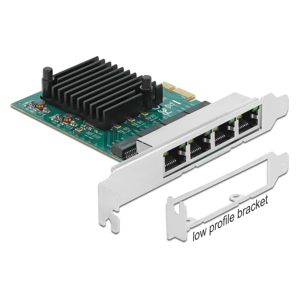 Tarjeta de Red DeLock 89025 PCI Express x1 4x Gigabit LAN Low Profile