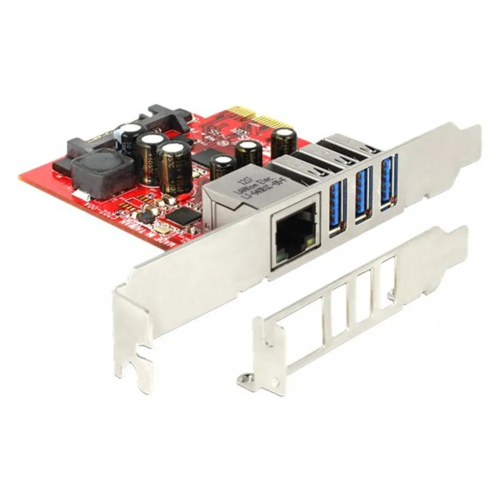 Netzwerkkarte DeLock 89382 PCI Express 5 Gbps 3x USB 3.0 1x Gigabit Ethernet