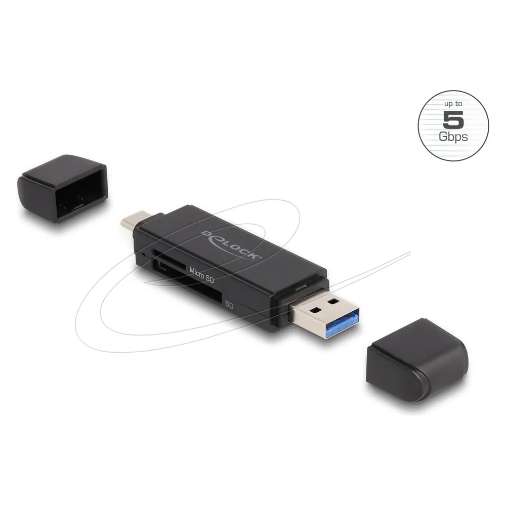 Kartenleser Delock SuperSpeed USB 5 Gbps Type-C Type-A SD MicroSD