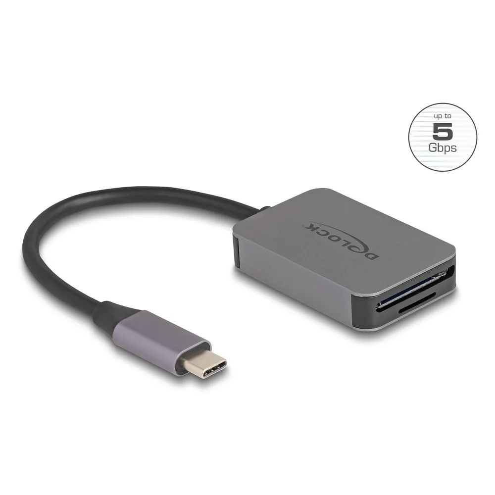Kartenleser Delock USB Typ-C Aluminiumgehäuse SD/Micro SD