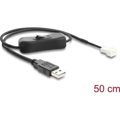 Delock USB 2.0 auf 3 Pin Adapterkabel 50 cm mit Schalter
