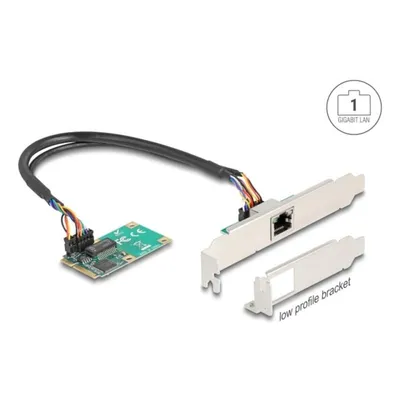 Tarjeta de Red DeLock 95268 Mini PCI Express Gigabit Ethernet Low Profile Wake on LAN
