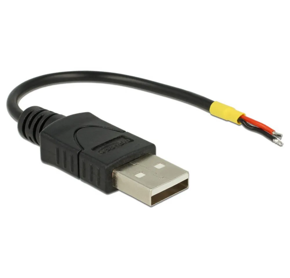 Delock Delock USB-Kabel USB 2.0 USB-A Stecker, offene Kabelenden 0.10 m Schw USB-Kabel, (10.00 cm)