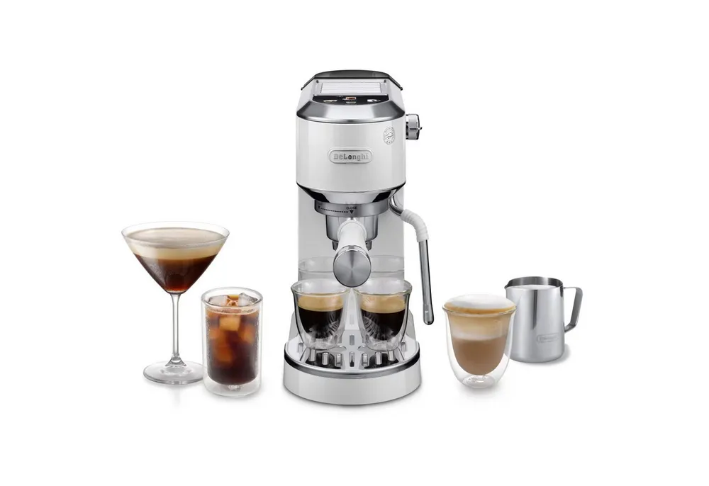 De'Longhi Espressomaschine Dedica Duo EC890.WI - Espresso & Cold Brew, 15 Bar, Touch-Buttons, Cold Brew in unter 5 Minuten, 15 cm breit, 1,1L, inkl. Milchschaumdüse