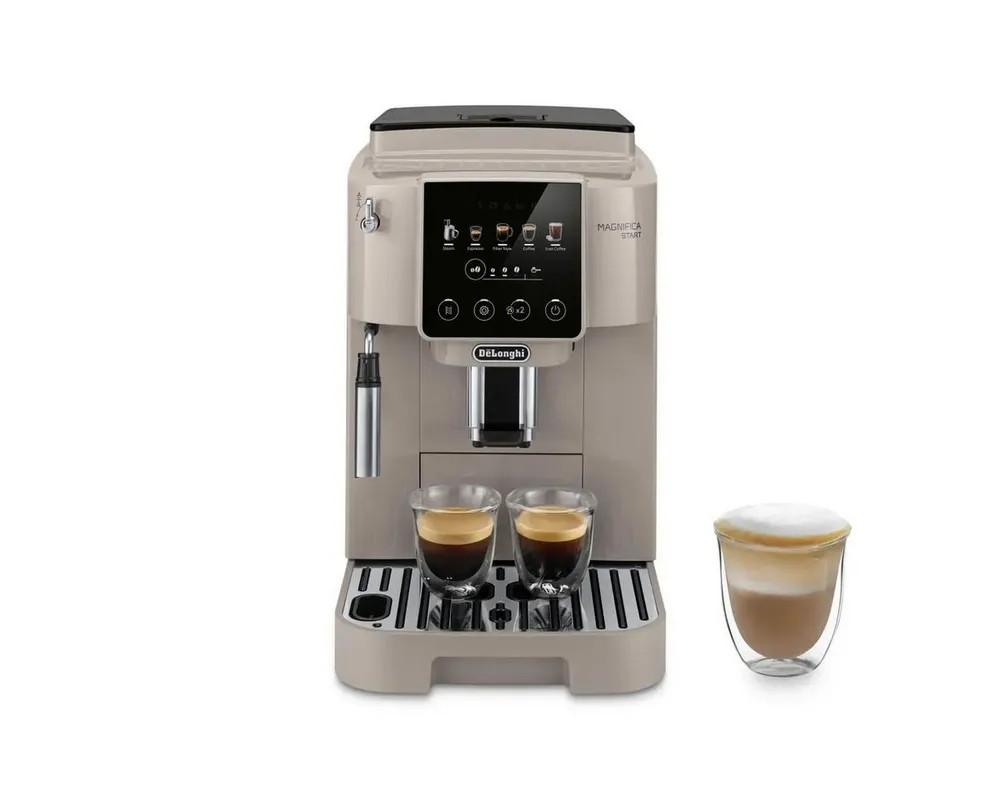 De'Longhi Kaffeevollautomat Magnifica Start Pop ECAM220.50.BG - 5 Rezepte, Milchschaumdüse, beige, Intuitives Touch Bedienfeld, Iced Coffee, einstellbares Aroma