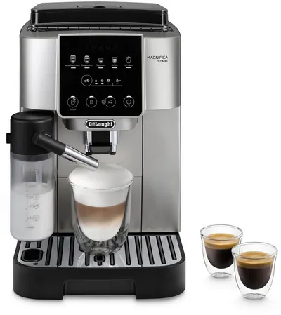 De'Longhi Kaffeevollautomat Start Milk ECAM220.80.SB, Milchkaraffe inklusive, Perfekter Cappuccino, Für cremigen Barista-Milchschaum – auch für pflanzliche Alternativen
