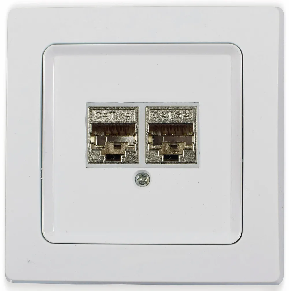 DELPHI RJ45-Doppeldose, CAT.6, weiß