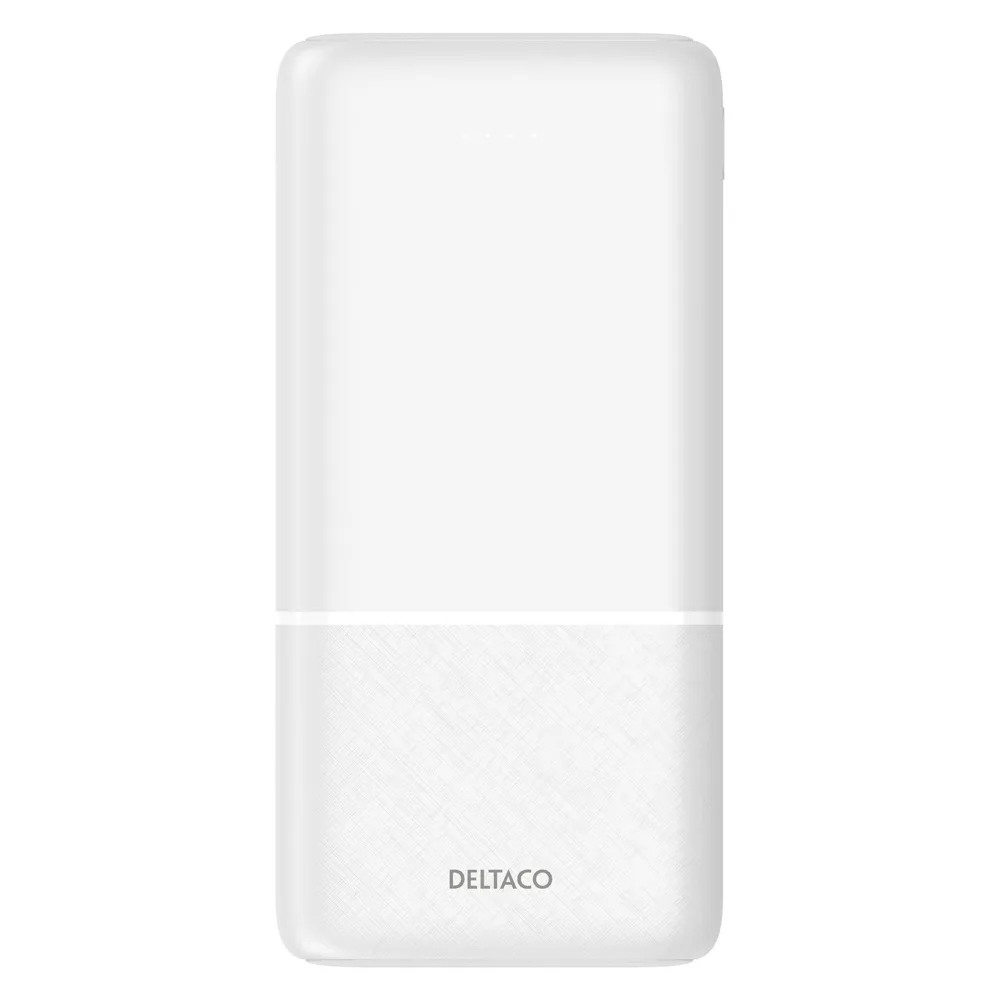 Deltaco Powerbank 20,000 mAh, 2x USB-A, 1x USB-C - White