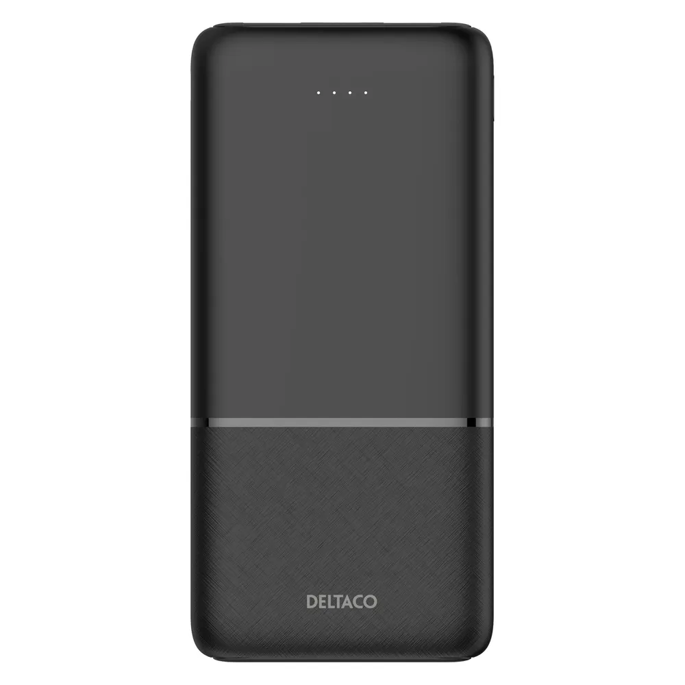 Deltaco Powerbank 10,000 mAh, 2x USB-A 18 W, 1x USB-C PD 20 W - Black