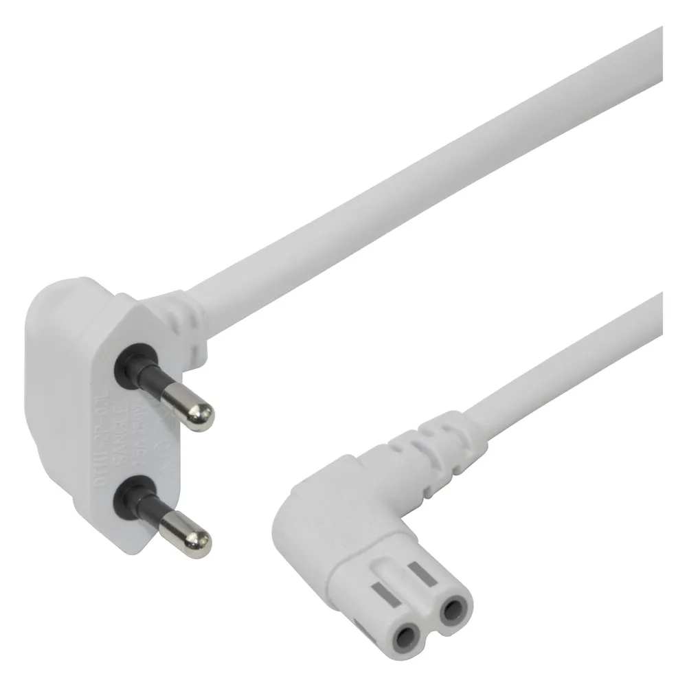 Deltaco Power cable CEE 7/16 - C7, angled, 1.5m - White