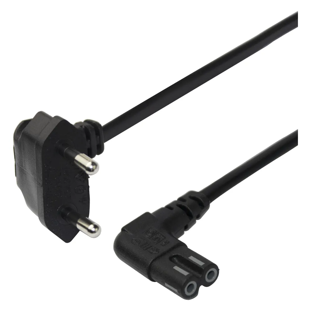 Deltaco Power cable CEE 7/16 - C7, angled, 3m - Black