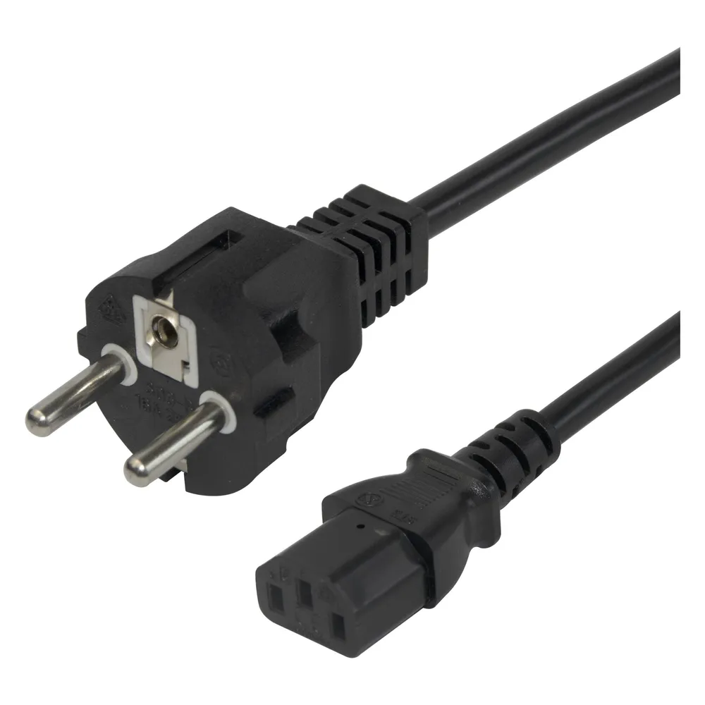 Deltaco Power cable CEE 7/7 - C13, 3m - Black