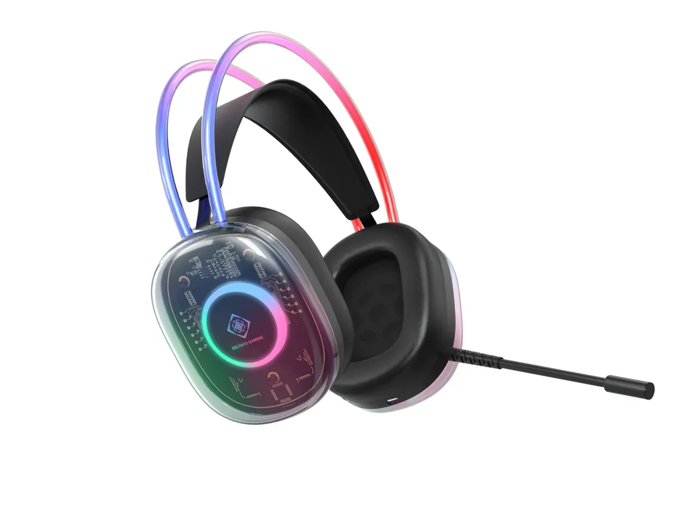 Deltaco Headset Gaming RGB beleuchtet halbtransparent