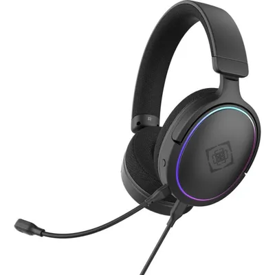 Kopfhörer Deltaco Gaming GAM-162 mit USB-C-Kabel, virtuellem 7.1-Sound, abnehmbarem Mikrofon, mehrfarbiger Beleuchtung schwarz