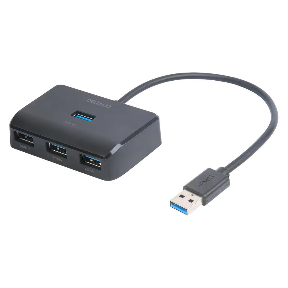 Deltaco USB-A??akotuvas,, 4x USB-A, juodas / UH-735 / 1902426