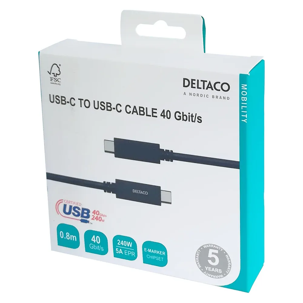 Deltaco Mob. telephone cable USBC-USBC