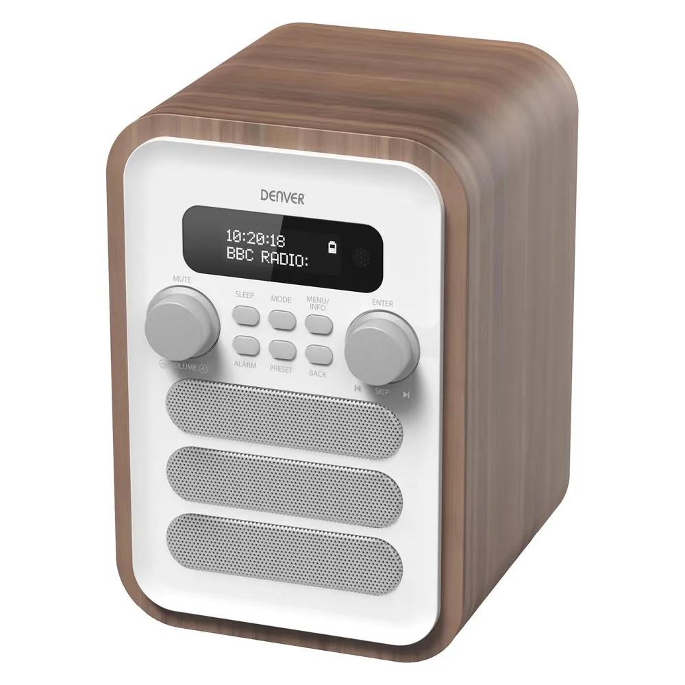 Persönliches Radio Denver DAB-48WHITE DAB+ FM Bluetooth Weiß Holz