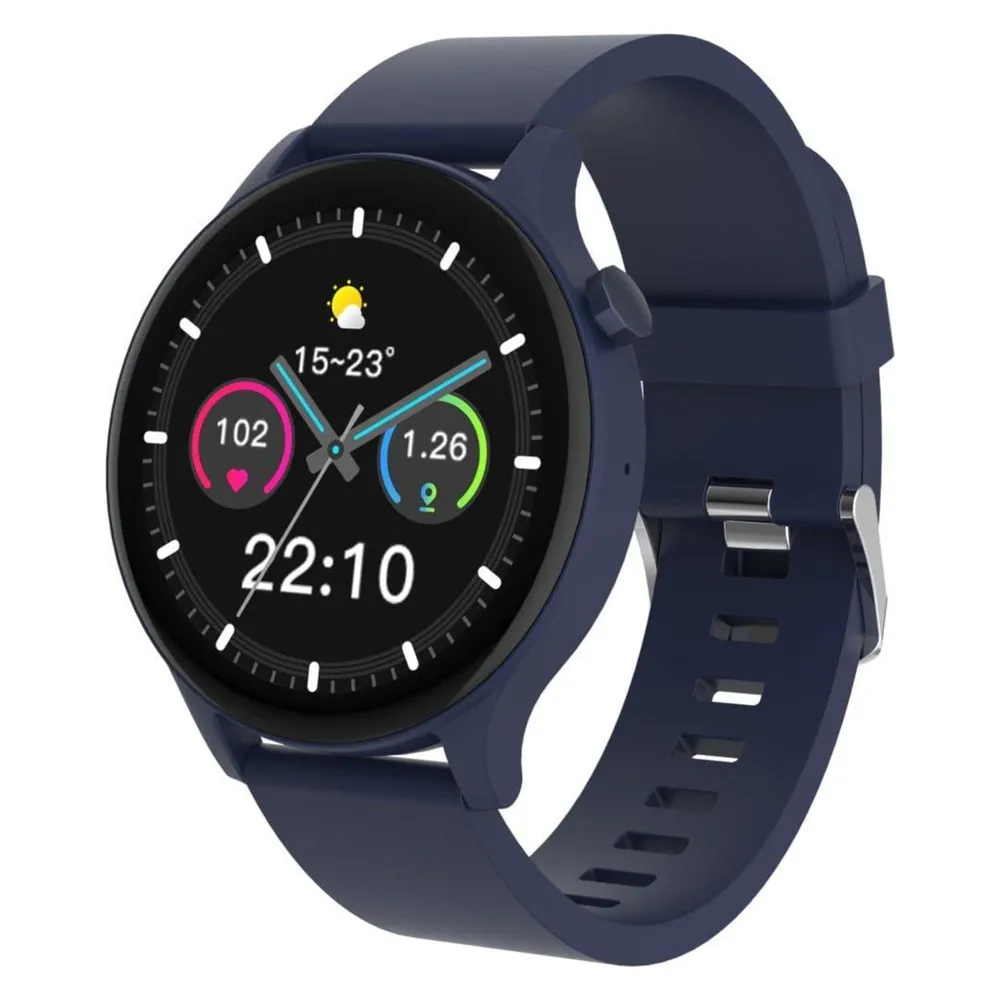 Denver SWC-338BU Bluetooth 5.3 44mm TFT Blau IP67 Pulsmesser Multisport 4 Tage Akkulaufzeit