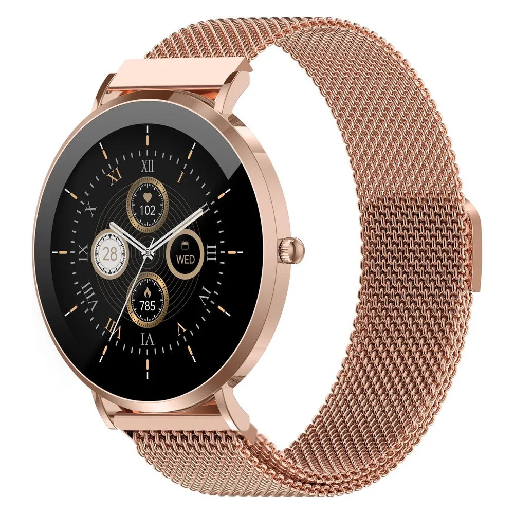 Denver SWC-394RG Bluetooth 43mm AMOLED Roségold IP68 Pulsmesser SpO2 Blutdruckmessung