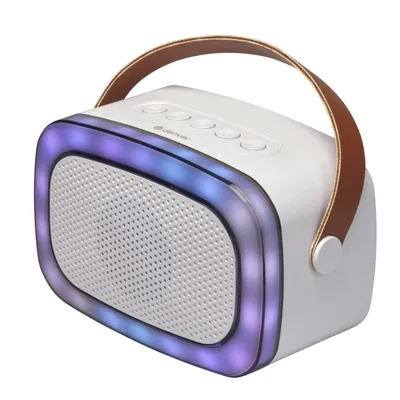 Denver Tragbarer kabelloser Bluetooth-Lautsprecher, 10 W, mehrfarbige LED-Beleuchtung, Weiß